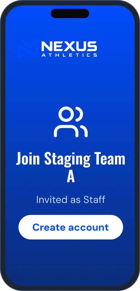 Concept: a sign-up screen inviting a new member to join a team as staff